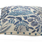 20" White And Blue Floral Cotton Throw Pillow Cover with Embroidery And Beads