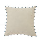 20" White And Blue Floral Cotton Throw Pillow Cover with Embroidery And Beads