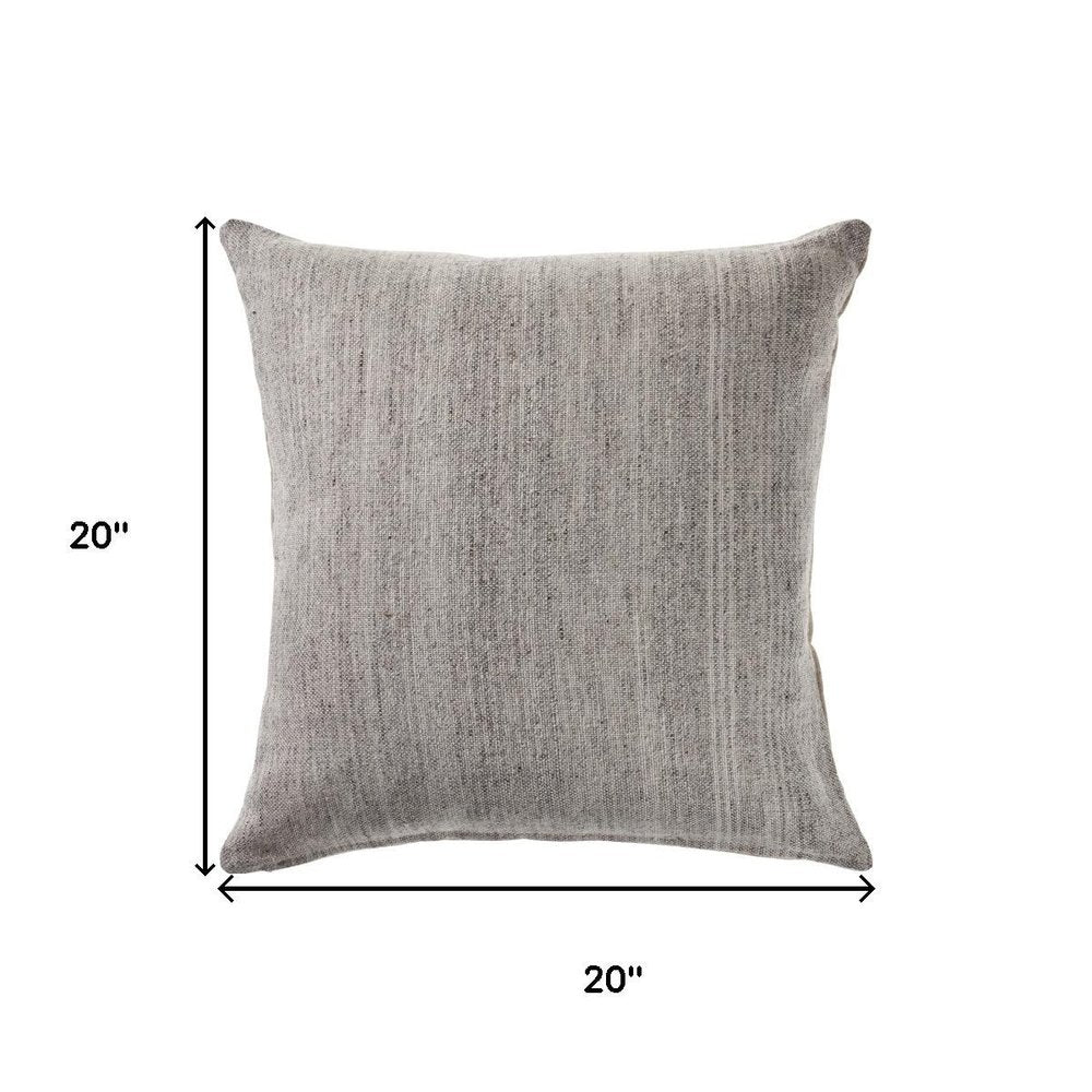 20" Gray Wool Blend Throw Pillow Cover