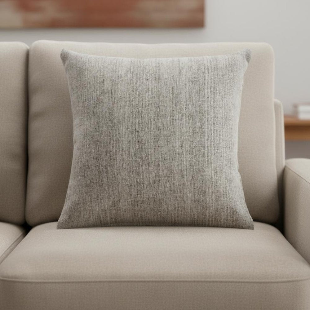 20" Gray Wool Blend Throw Pillow Cover