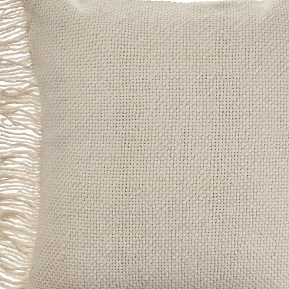 20" Beige And Ivory Cotton Throw Pillow Cover