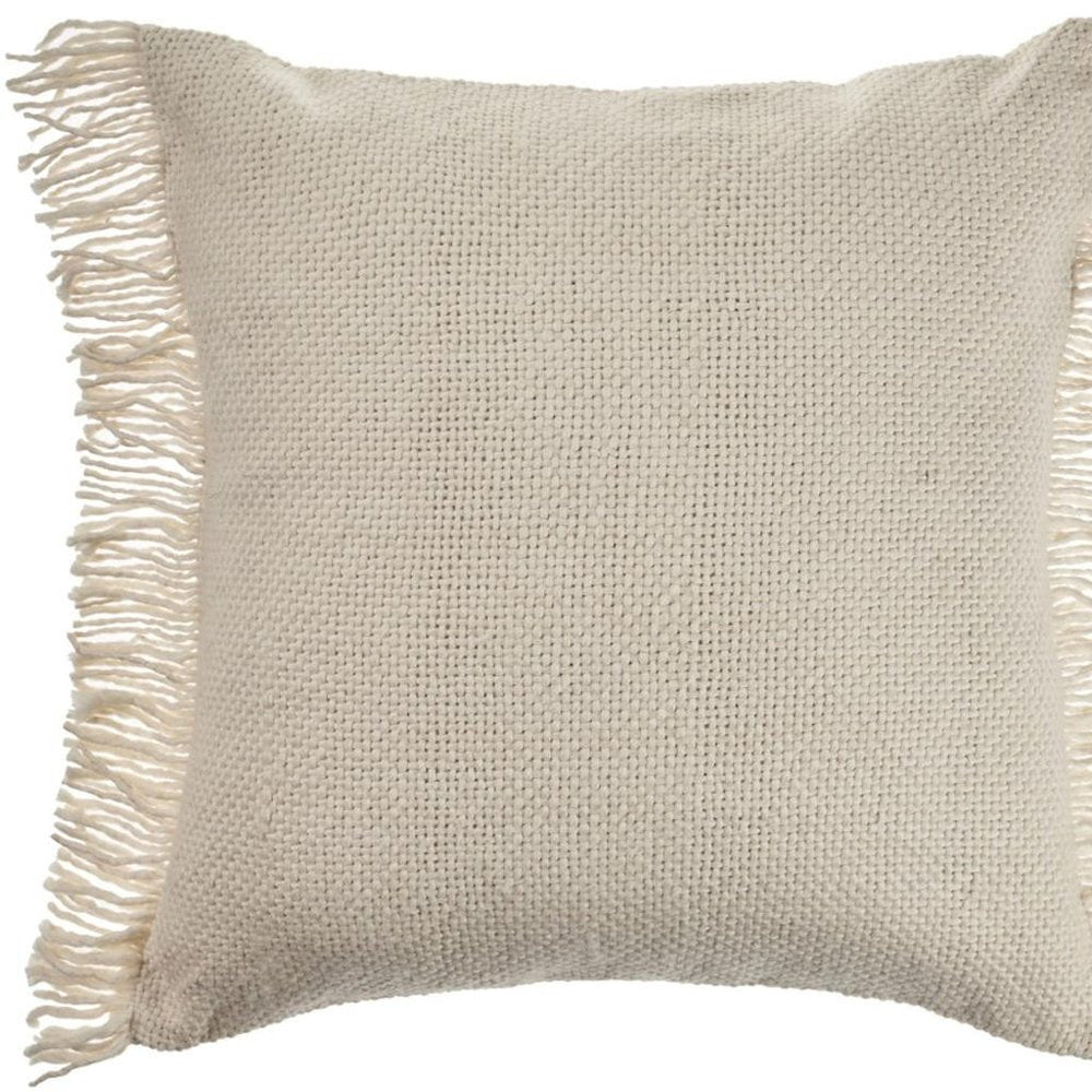 20" Beige And Ivory Cotton Throw Pillow Cover