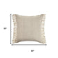 20" Beige And Ivory Cotton Throw Pillow Cover