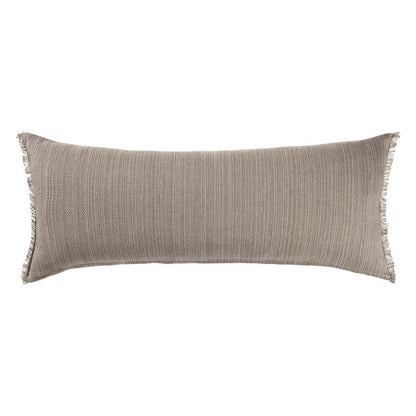 14" X 36" Beige And Gray Lumbar Linen Blend Throw Pillow Cover