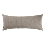 14" X 36" Beige And Gray Lumbar Linen Blend Throw Pillow Cover