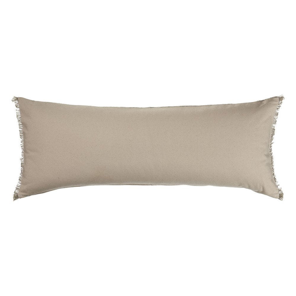 14" X 36" Beige And Gray Lumbar Linen Blend Throw Pillow Cover