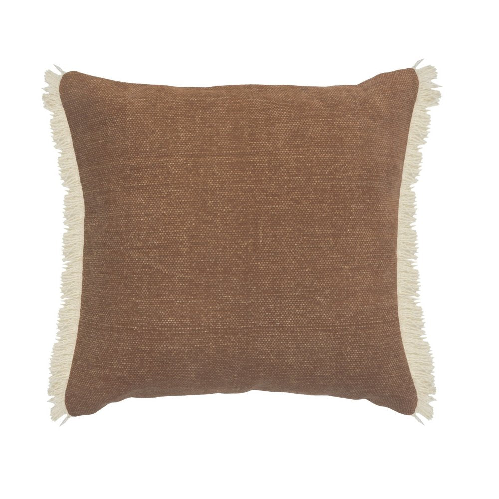 20" Brown And Orange Cotton Throw Pillow Cover