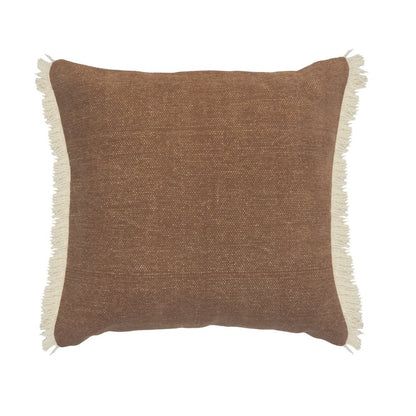 20" Brown And Orange Cotton Throw Pillow Cover