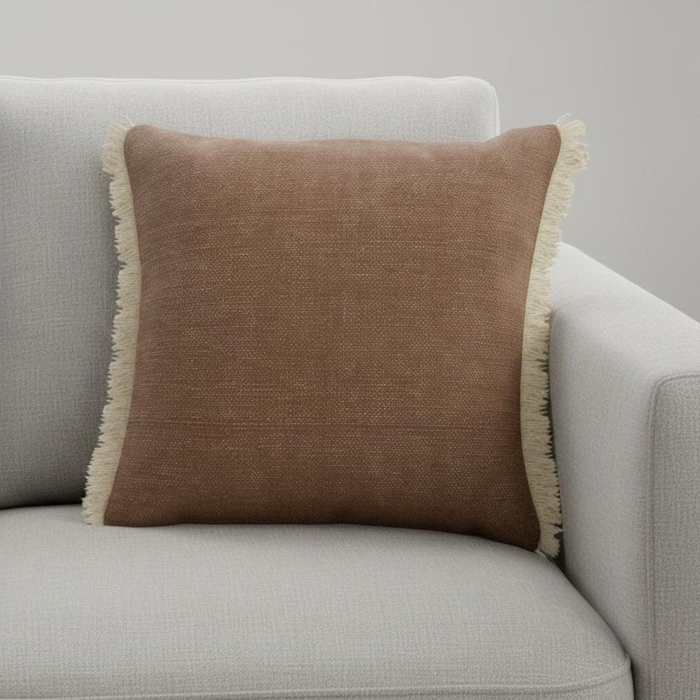 20" Brown And Orange Cotton Throw Pillow Cover