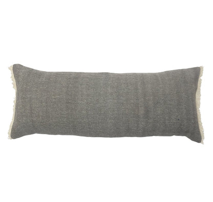 14" X 36" Gray Lumbar Cotton Throw Pillow Cover