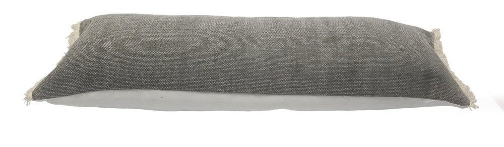 14" X 36" Gray Lumbar Cotton Throw Pillow Cover