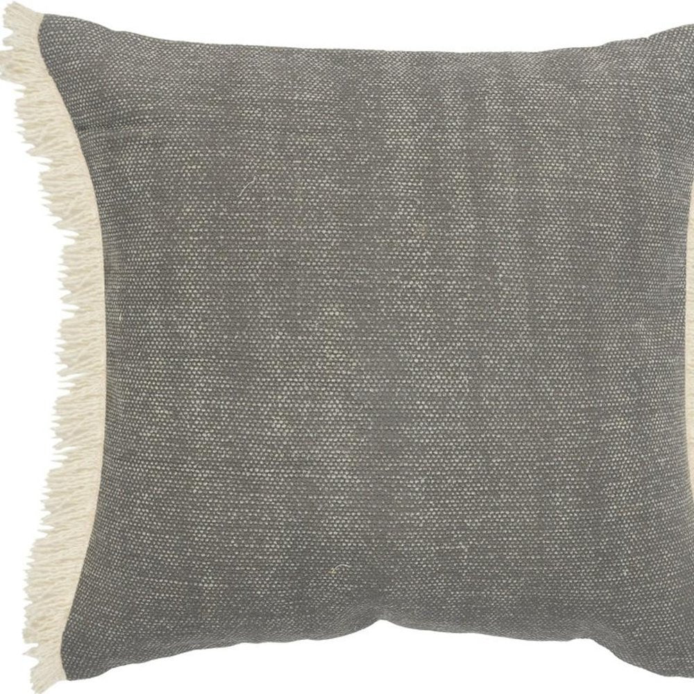 20" Gray Cotton Throw Pillow Cover