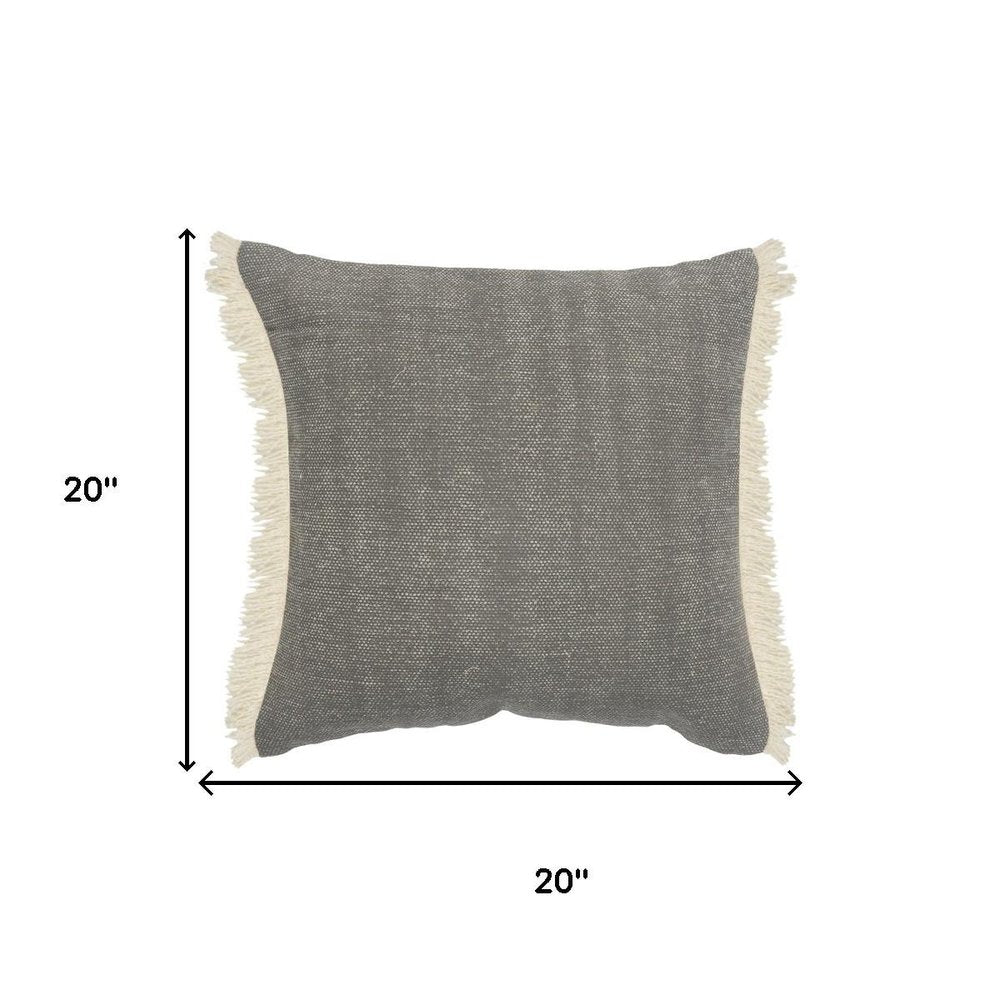 20" Gray Cotton Throw Pillow Cover