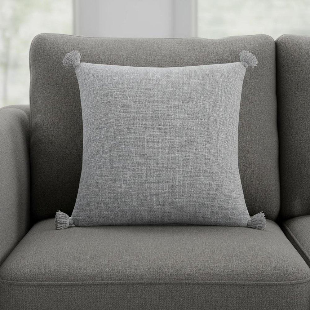 20" Gray Cotton Throw Pillow Cover