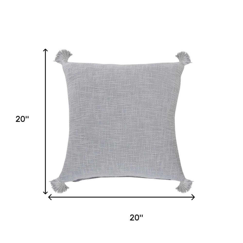 20" Gray Cotton Throw Pillow Cover