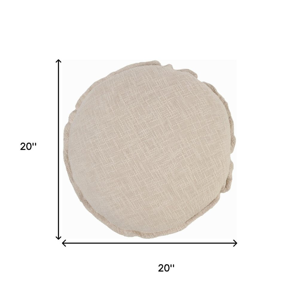 20" Beige Cotton Throw Pillow Cover