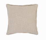 20" Beige Cotton Throw Pillow Cover with Fringe