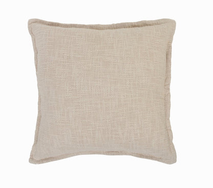 20" Beige Cotton Throw Pillow Cover