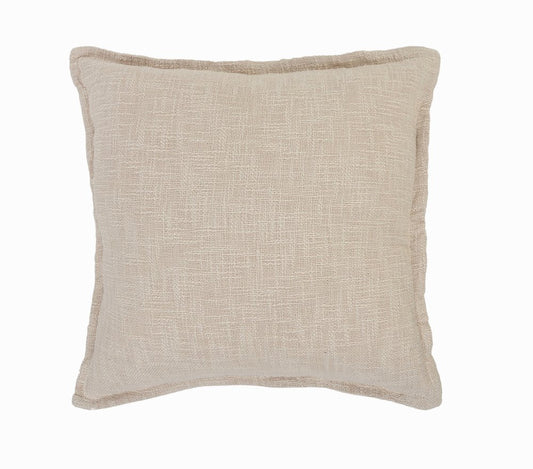 20" Beige Cotton Throw Pillow Cover