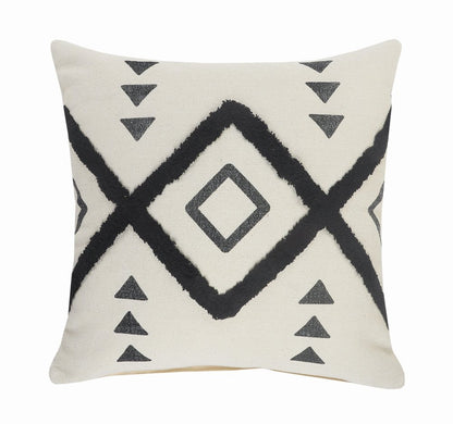 20" Tan And Black Cotton Throw Pillow Cover