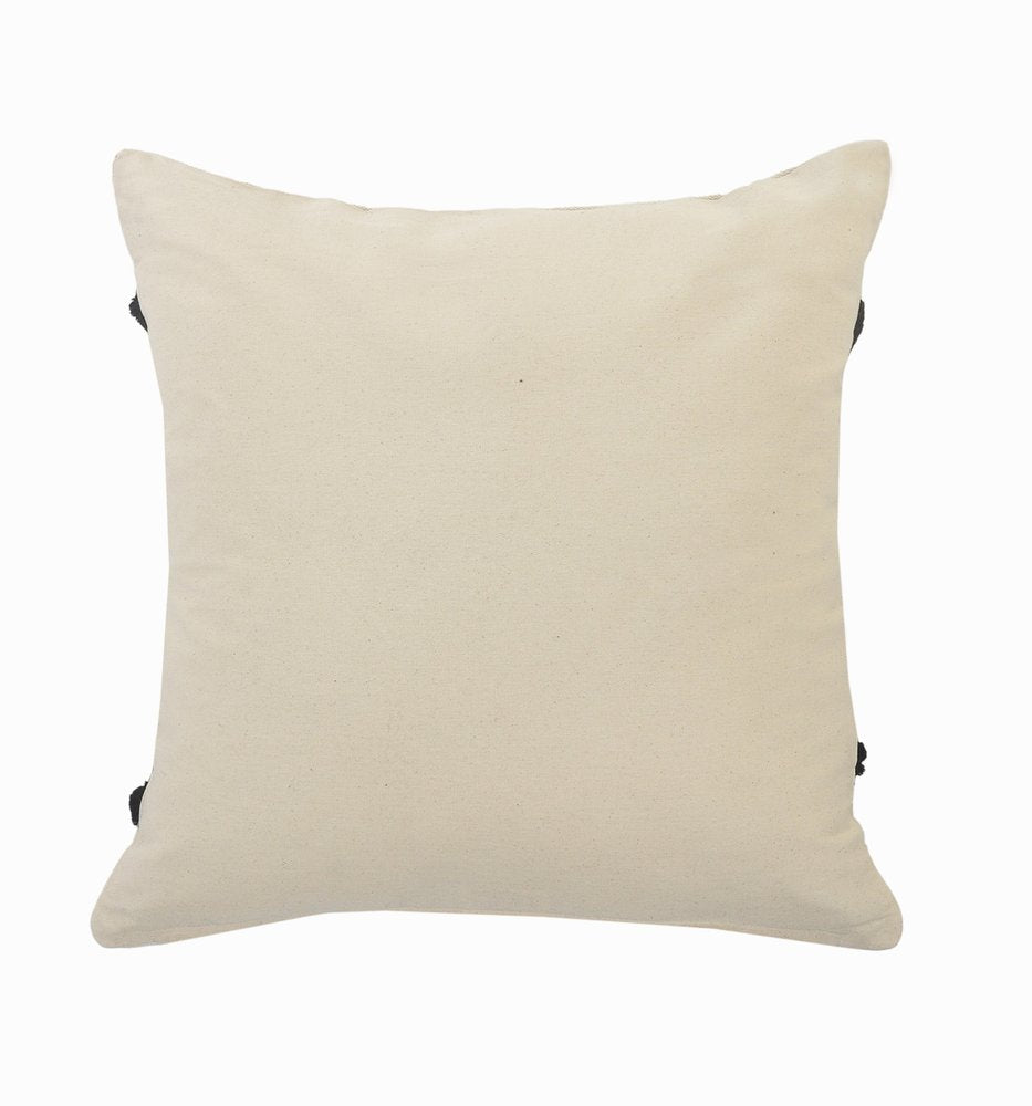20" Tan And Black Cotton Throw Pillow Cover