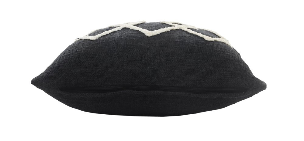 20" Tan And Black Cotton Throw Pillow Cover