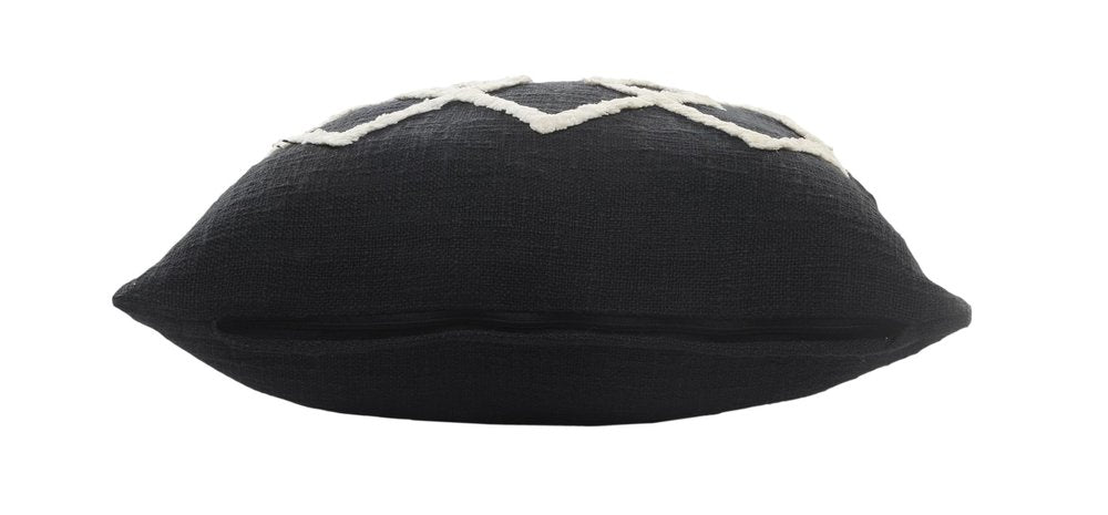 20" Tan And Black Cotton Throw Pillow Cover