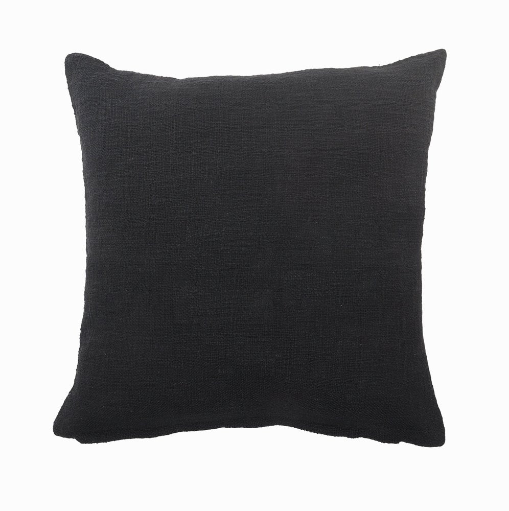 20" Tan And Black Cotton Throw Pillow Cover