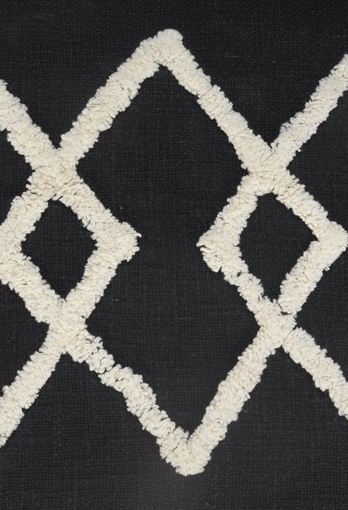 20" Tan And Black Cotton Throw Pillow Cover