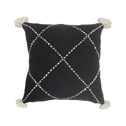 20" Tan And Black Cotton Throw Pillow Cover