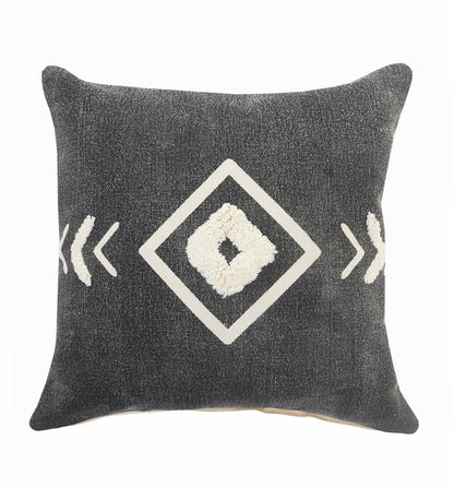 20" Tan And Black Cotton Throw Pillow Cover
