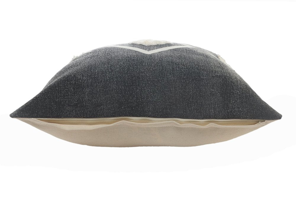 20" Tan And Black Cotton Throw Pillow Cover