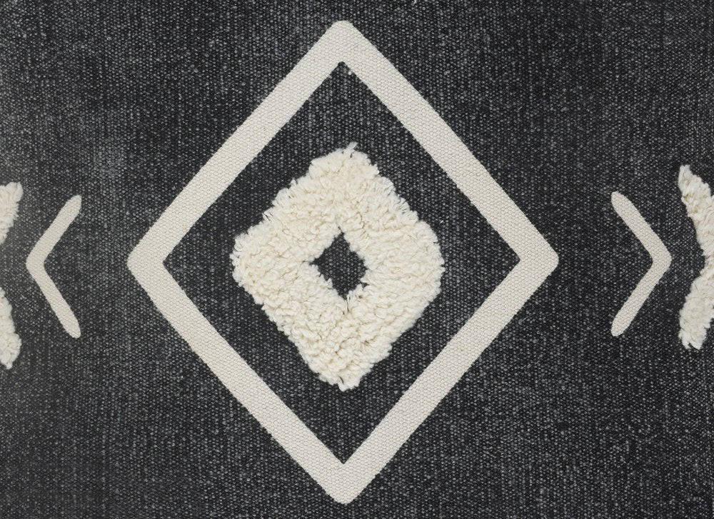 20" Tan And Black Cotton Throw Pillow Cover