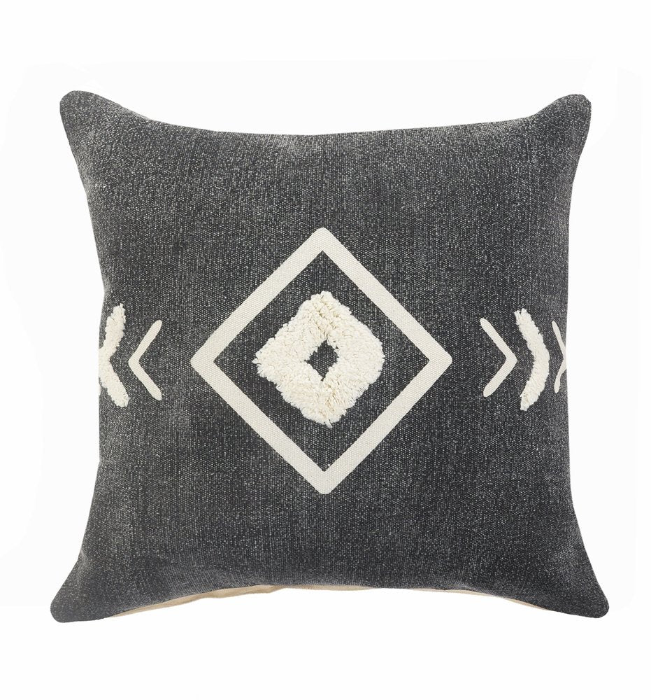 20" Tan And Black Cotton Throw Pillow Cover