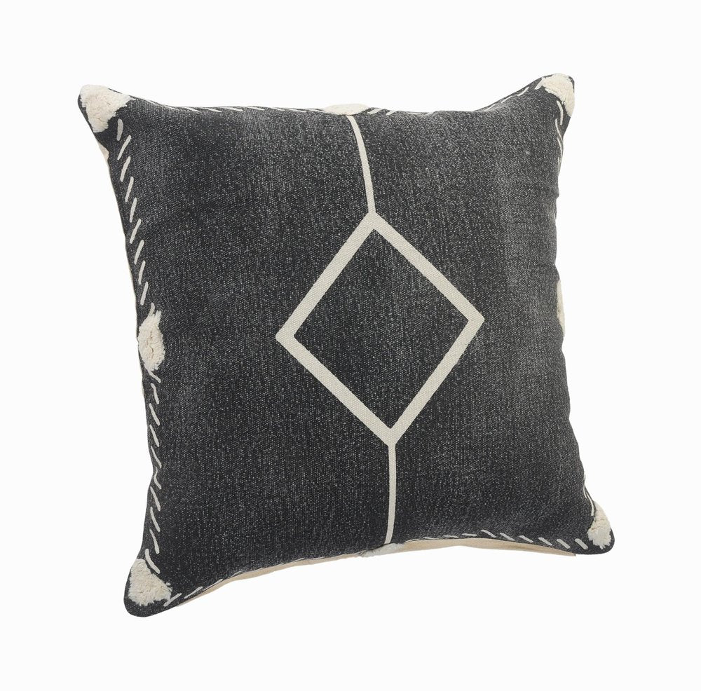 20" Tan And Black Cotton Throw Pillow Cover