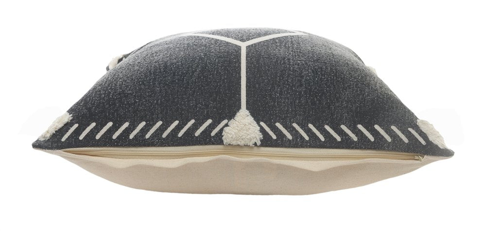 20" Tan And Black Cotton Throw Pillow Cover