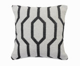 20" White And Black Geometric Cotton Throw Pillow Cover