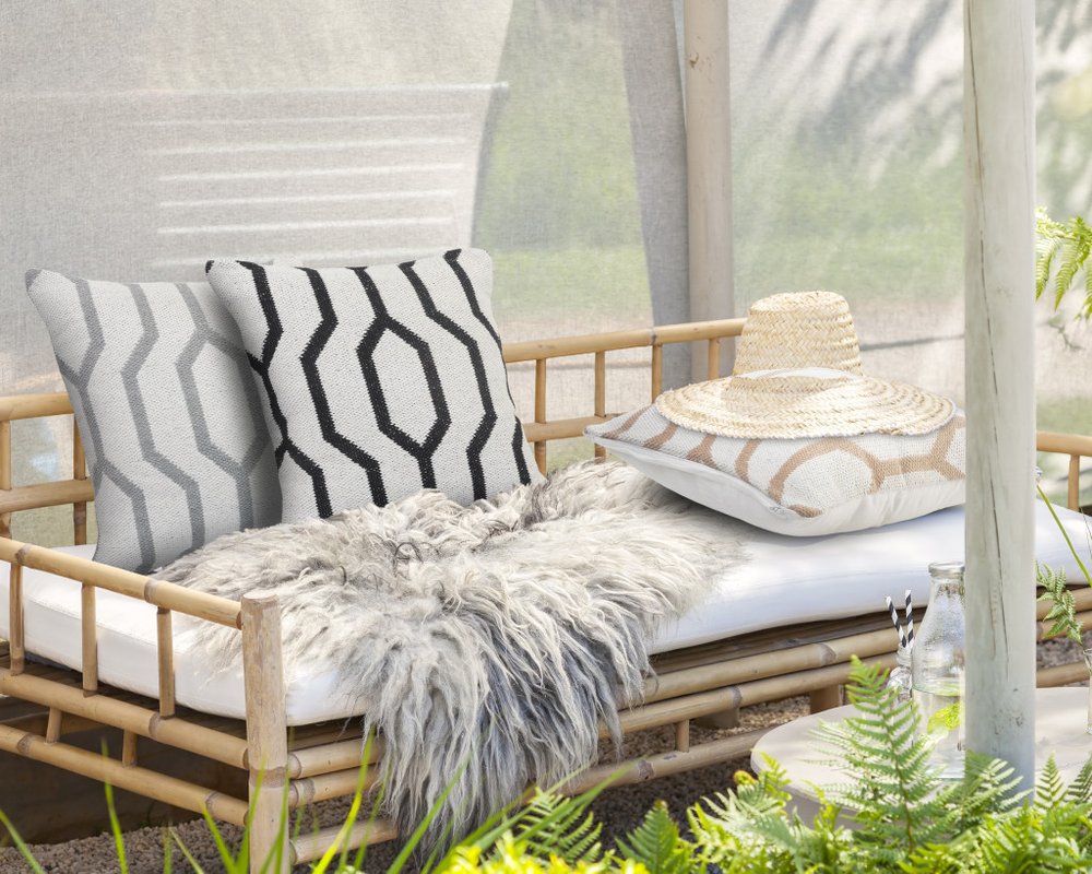 20" White And Black Geometric Cotton Throw Pillow Cover