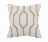 20" White And Tan Geometric Cotton Throw Pillow Cover