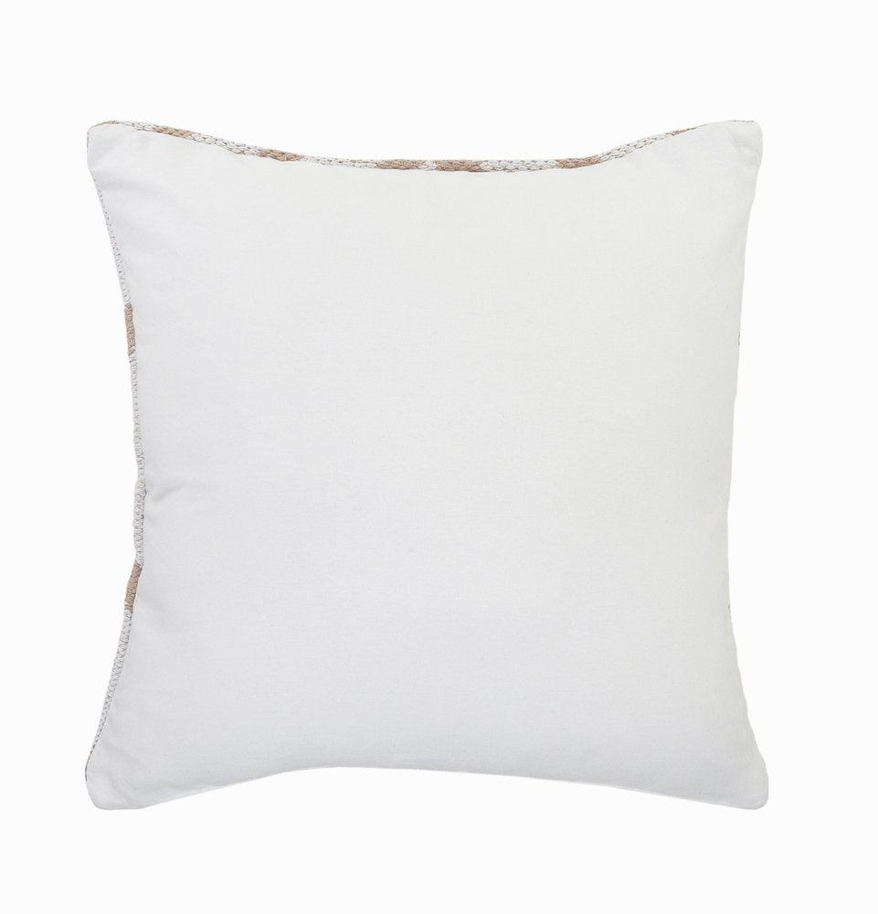 20" White And Tan Geometric Cotton Throw Pillow Cover
