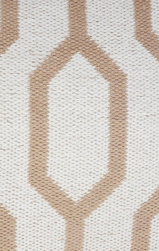 20" White And Tan Geometric Cotton Throw Pillow Cover