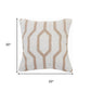 20" White And Tan Geometric Cotton Throw Pillow Cover