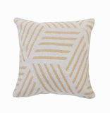 20" White And Tan Geometric Cotton Throw Pillow Cover