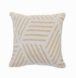 20" White And Tan Geometric Cotton Throw Pillow Cover