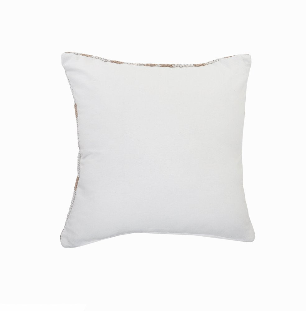 20" White And Tan Geometric Cotton Throw Pillow Cover