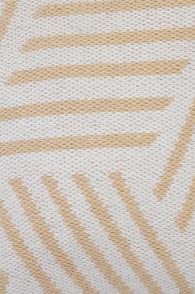 20" White And Tan Geometric Cotton Throw Pillow Cover