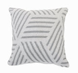 20" White And Gray Geometric Cotton Throw Pillow Cover