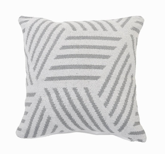 20" White And Gray Geometric Cotton Throw Pillow Cover