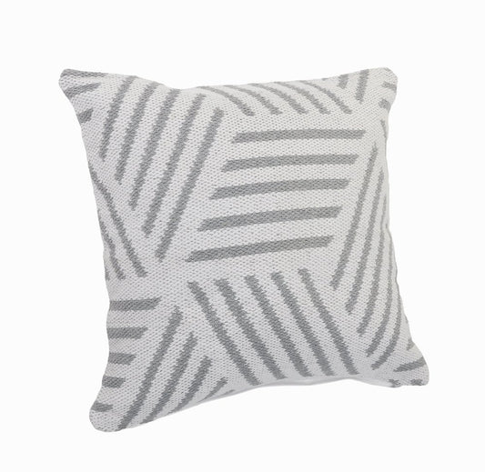 20" White And Gray Geometric Cotton Throw Pillow Cover