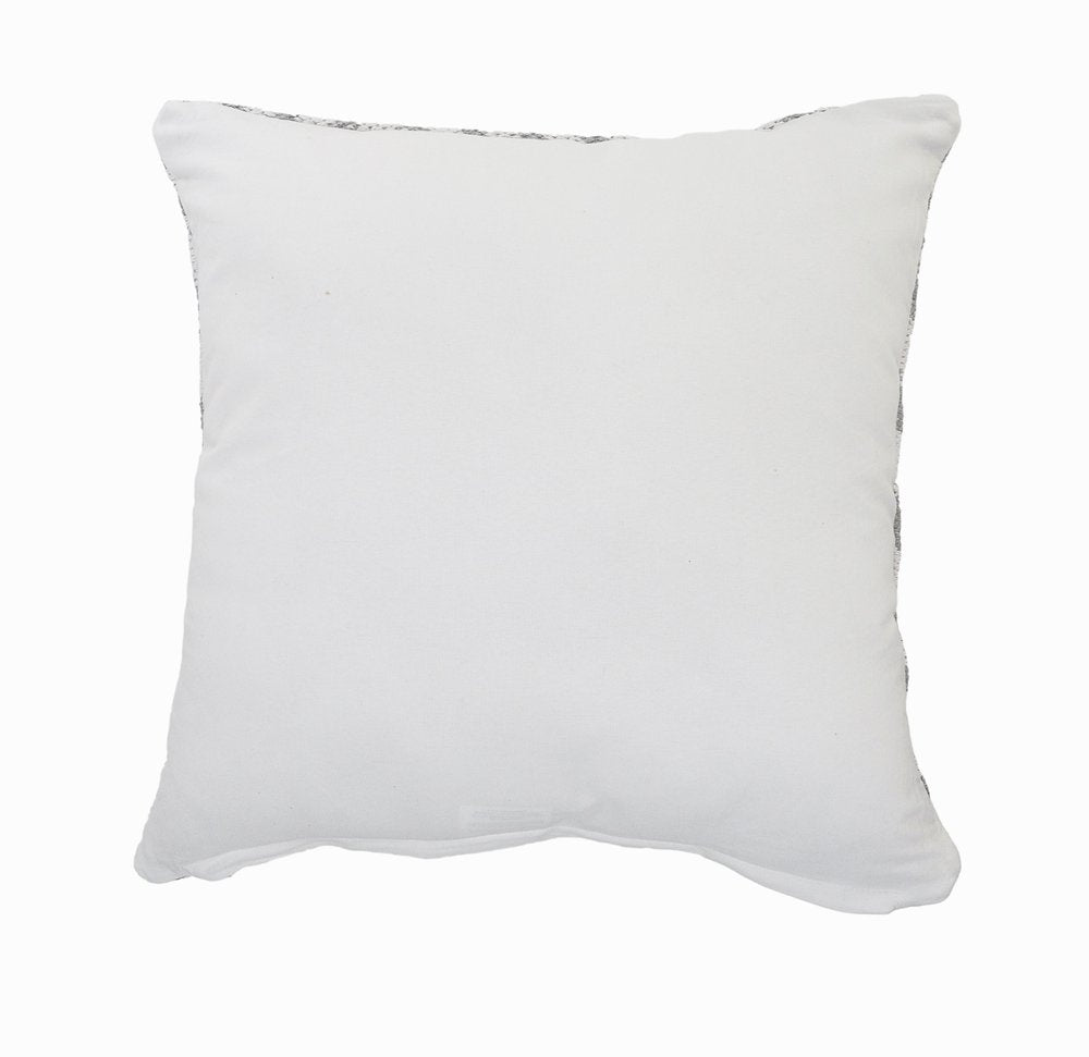 20" White And Gray Geometric Cotton Throw Pillow Cover
